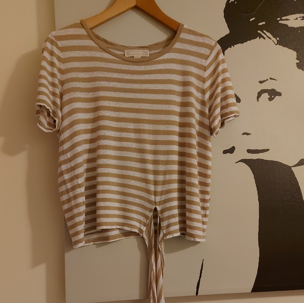 MICHAEL KORS striped tee shirt with tie